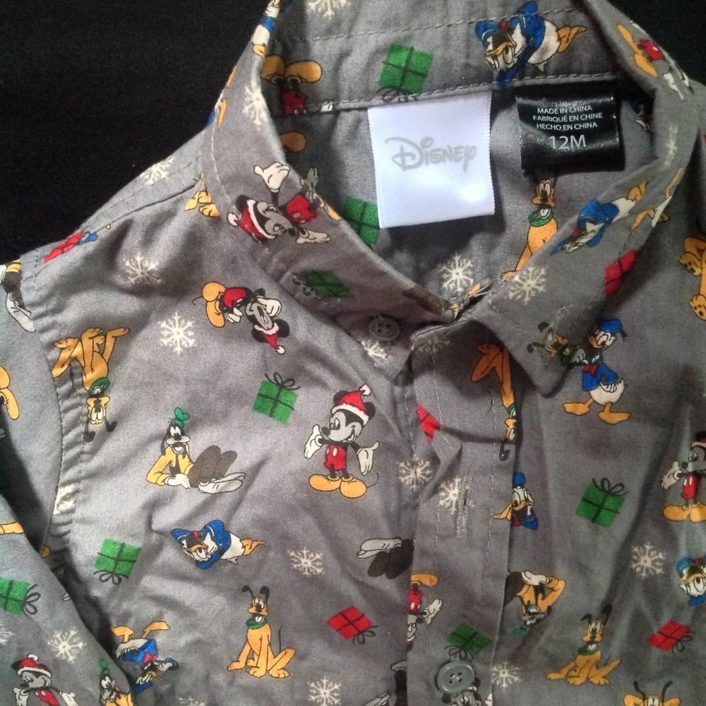 Baby boys Mickey & Friends Xmas button up shirt